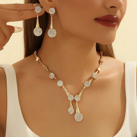 Necklace and earrings golden, silent, elegant AliExpress