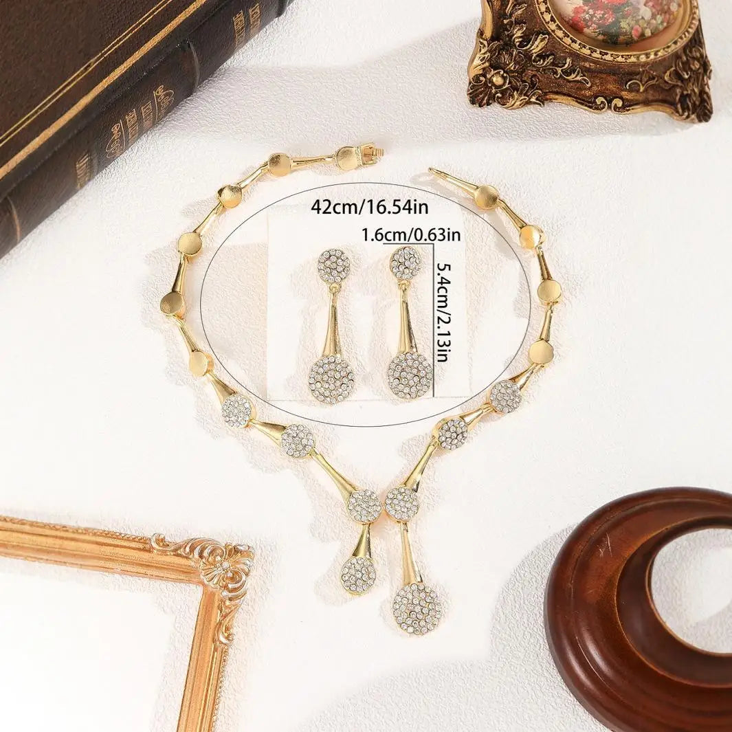 Necklace and earrings golden, silent, elegant AliExpress