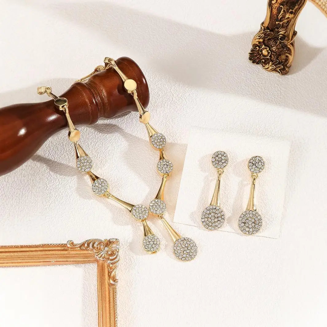 Necklace and earrings golden, silent, elegant AliExpress