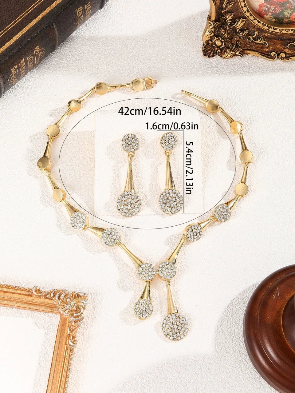 Necklace and earrings golden, silent, elegant AliExpress