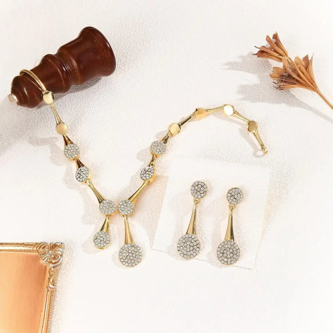 Necklace and earrings golden, silent, elegant AliExpress